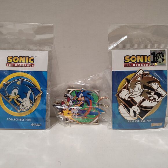 Sonic The Hedgehog Enamel Pins Set Of 3 Official Sega Collectible Badges - Picture 1 of 5